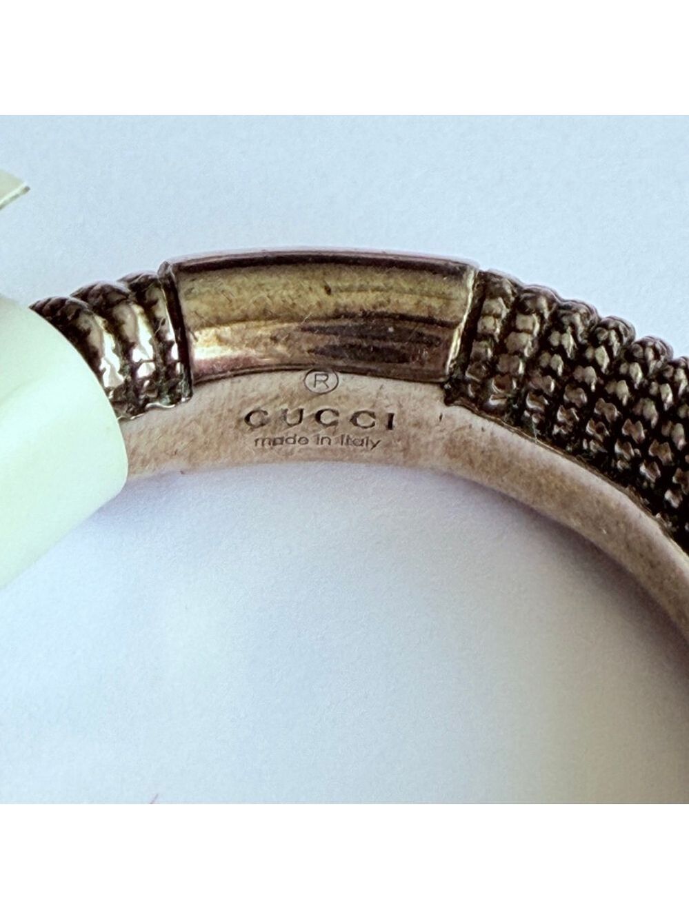 Gucci Scale Rivet Palladium Sterling Silver 925 Unisex Ring Size 7 NWT RARE - Picture 4 of 8